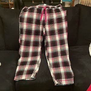 Black, Pink, and White Plaid Pajama Pants